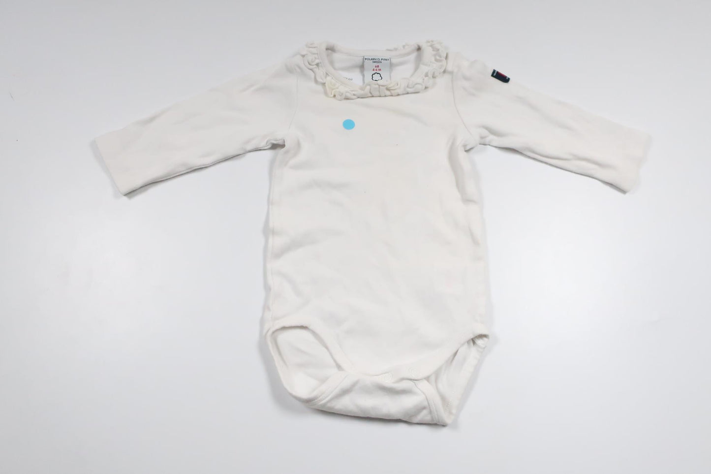 Body med krave fra Polarn o. Pyret - Størrelse 68 - Hvid