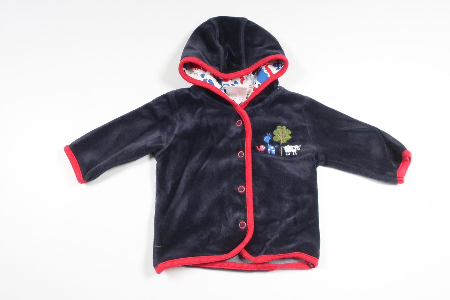 Fleecejakke med hætte fra Newbie - Størrelse 56 - Marineblå