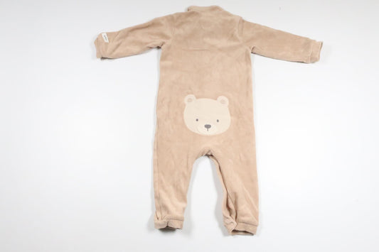 Jumpsuit med bamse i frotté fra Newbie - Størrelse 74 - Beige