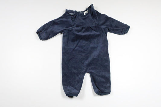 Jumpsuit med flæser i fleece fra Minimarket - Størrelse 68 - Marineblå