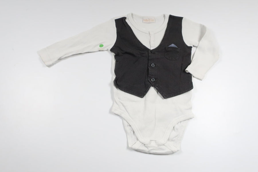 Bodysuit med indbygget vest fra Lindex - Størrelse 74 - Hvid