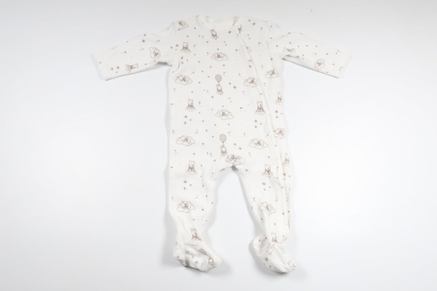 Fleecepyjamas med Peter Plys fra H&M - Størrelse 68/74 - Hvid