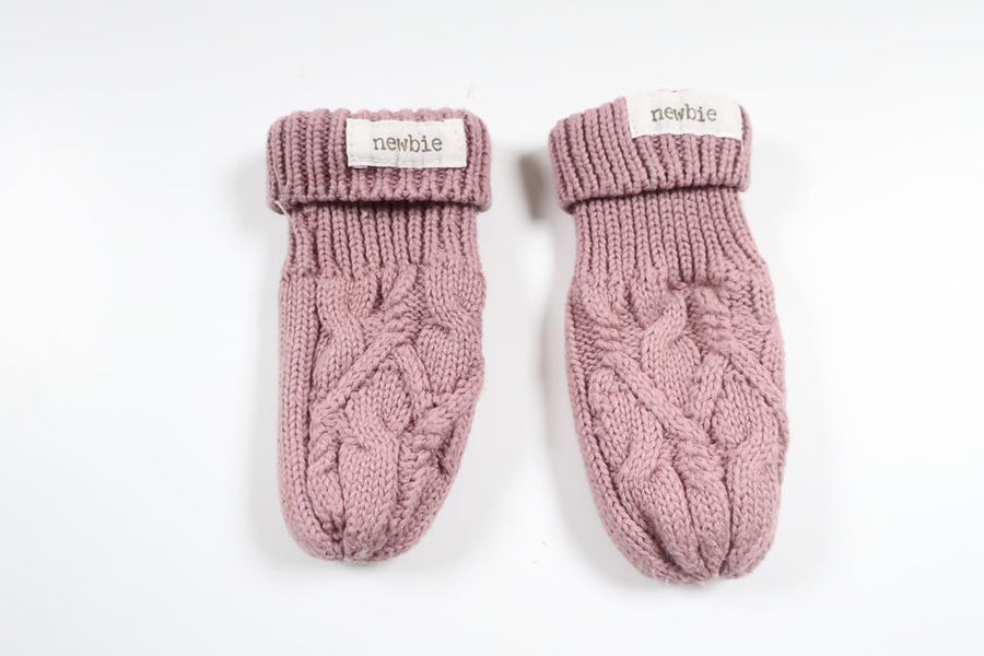 Fleeceforede strikkede vanter fra Newbie - Størrelse One size - Lilla