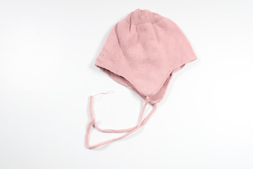 Ribbet strikket hue fra Newbie - Størrelse 62/68 - Lyserød