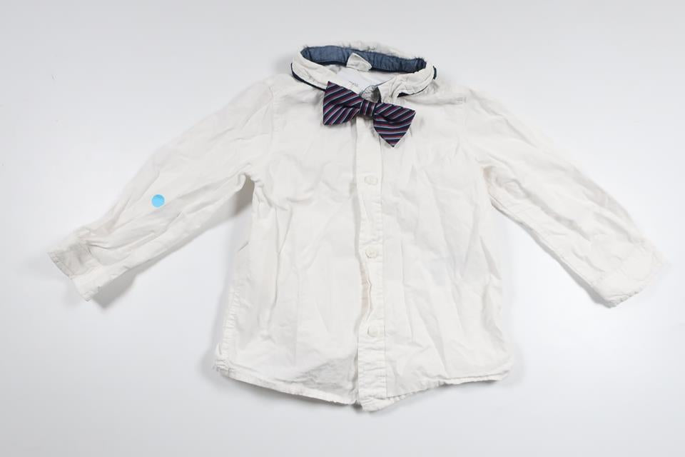Skjorte med aftagelig butterfly fra H&M - Størrelse 80 - Hvid