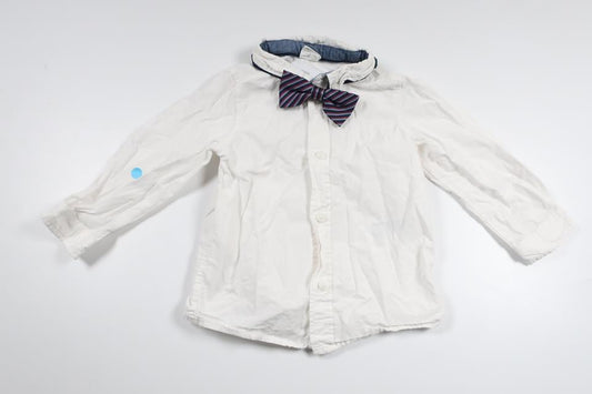 Skjorte med aftagelig butterfly fra H&M - Størrelse 80 - Hvid