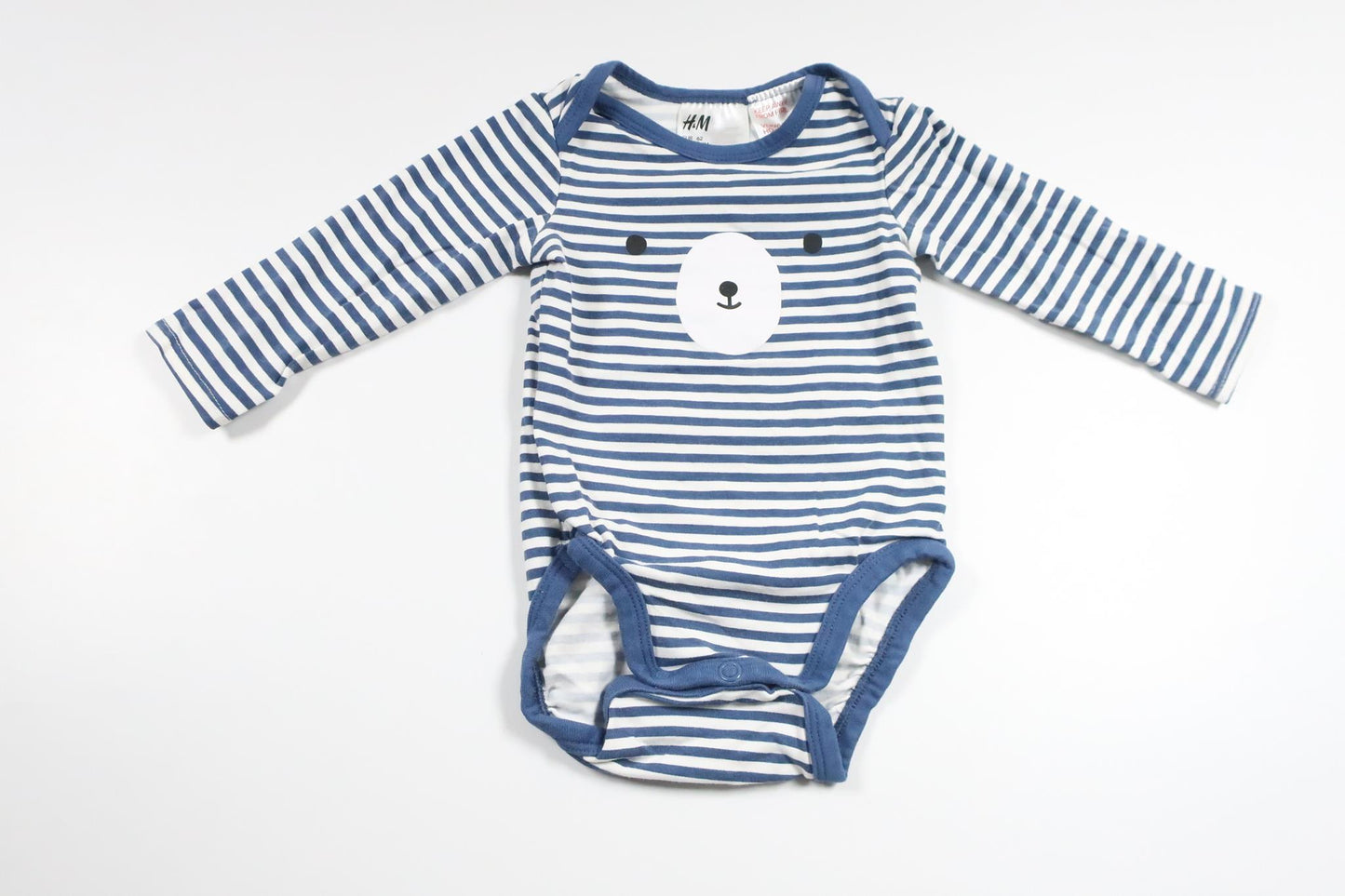 Stribet bodysuit fra H&M - Størrelse 62 - Blå