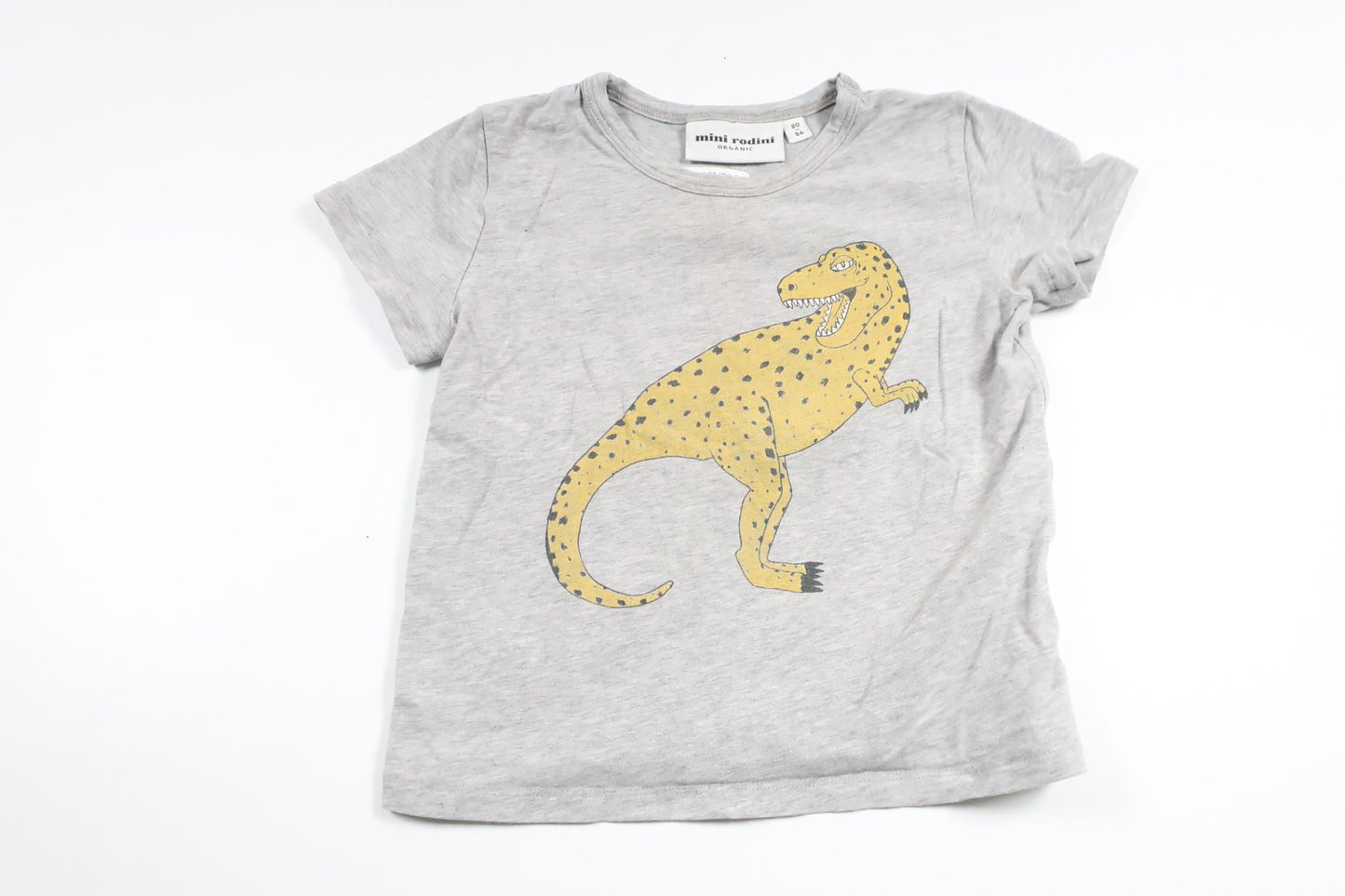 T-shirt med T-Rex fra Mini Rodini - Størrelse 80/86 - Grå