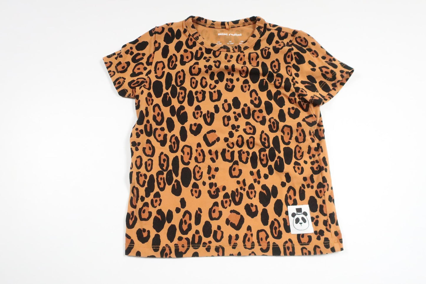 T-shirt med leopardprint fra Mini Rodini - Størrelse 80/86 - Beige