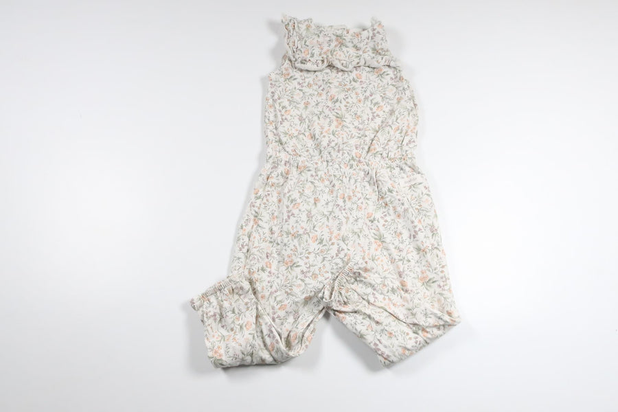 Blomsterjumpsuit fra Newbie - Størrelse 86 - Hvid