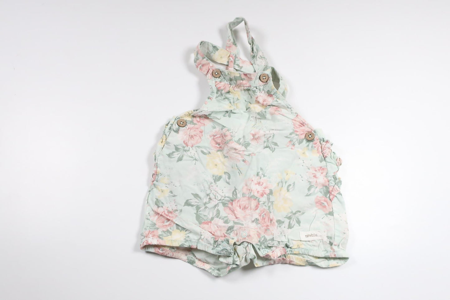 Blomstrede strømpeholdershorts med flæser fra Newbie - Størrelse 80 - Grøn