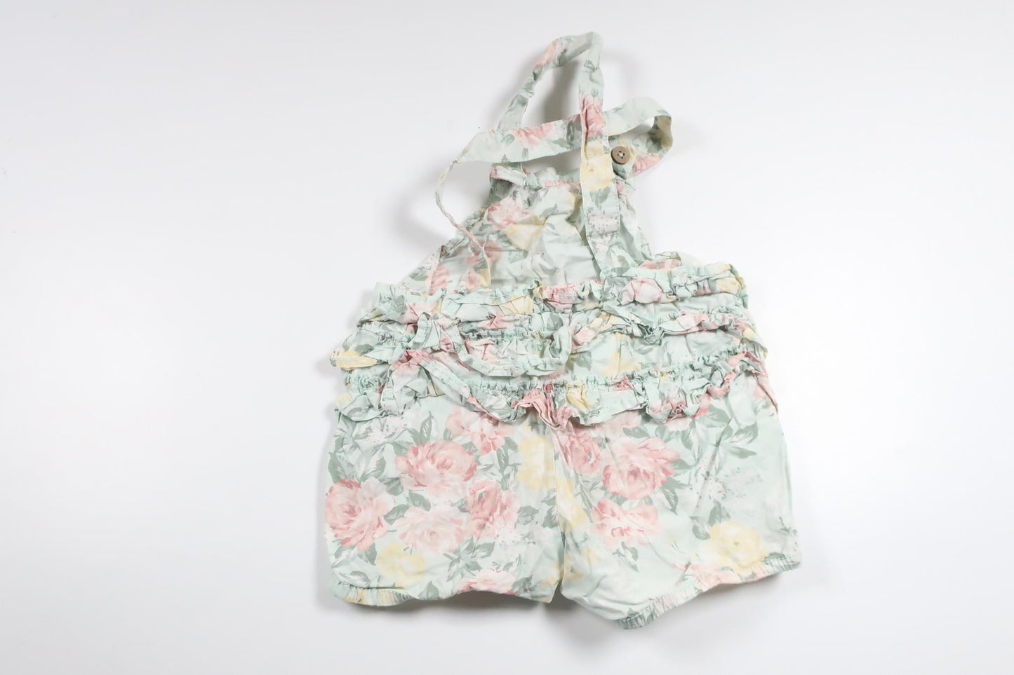 Blomstrede strømpeholdershorts med flæser fra Newbie - Størrelse 80 - Grøn