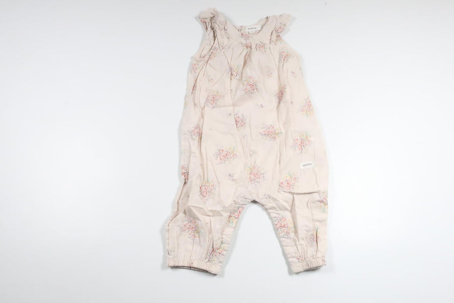 Blomsterjumpsuit fra Newbie - Størrelse 74 - Lyserød