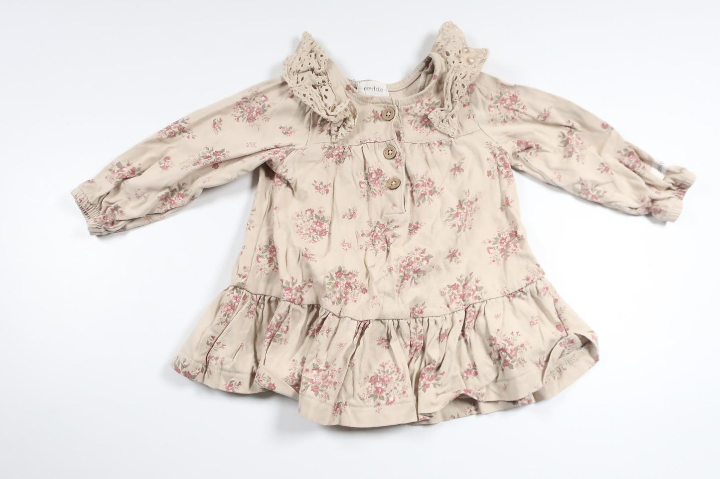 Blomstertunika fra Newbie - Størrelse 68 - Beige