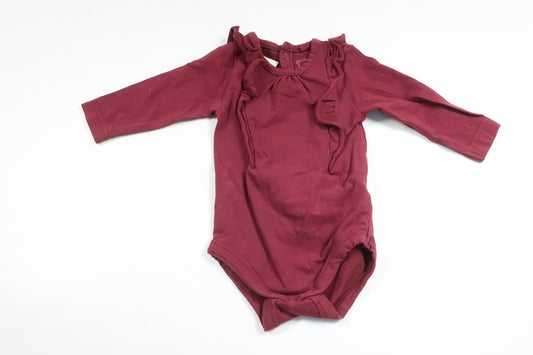 Body med flæse fra Petite Mini - Størrelse 56 - Bordeauxrød