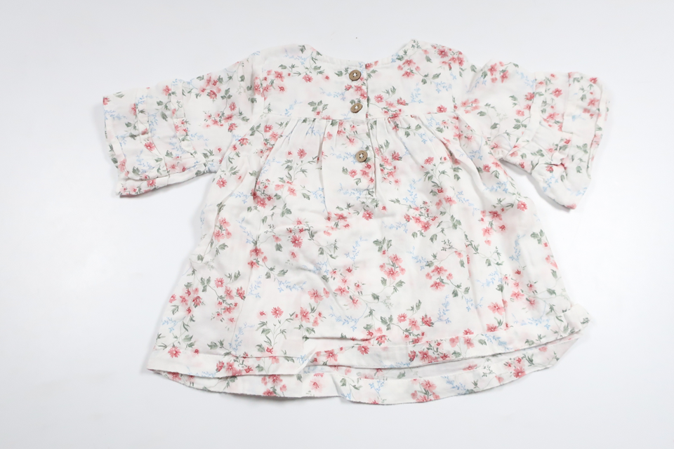 Blomstertunika fra Newbie - Størrelse 68 - Hvid