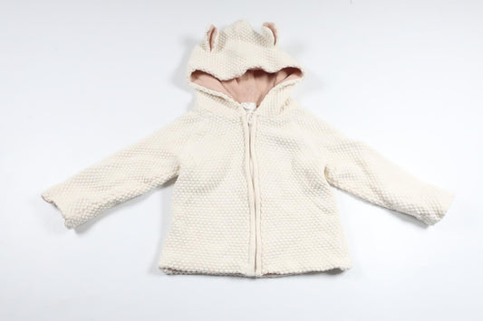 Struktureret strikket hættetrøje fra H&M - Størrelse 80 - Off-white