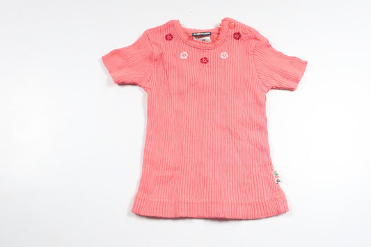 Ribbet t-shirt fra Pippi - Størrelse 74 - Lyserød