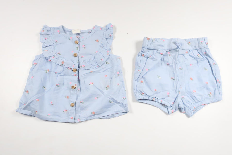 Sæt med tunika og shorts fra H&M - Størrelse 68 - Blå