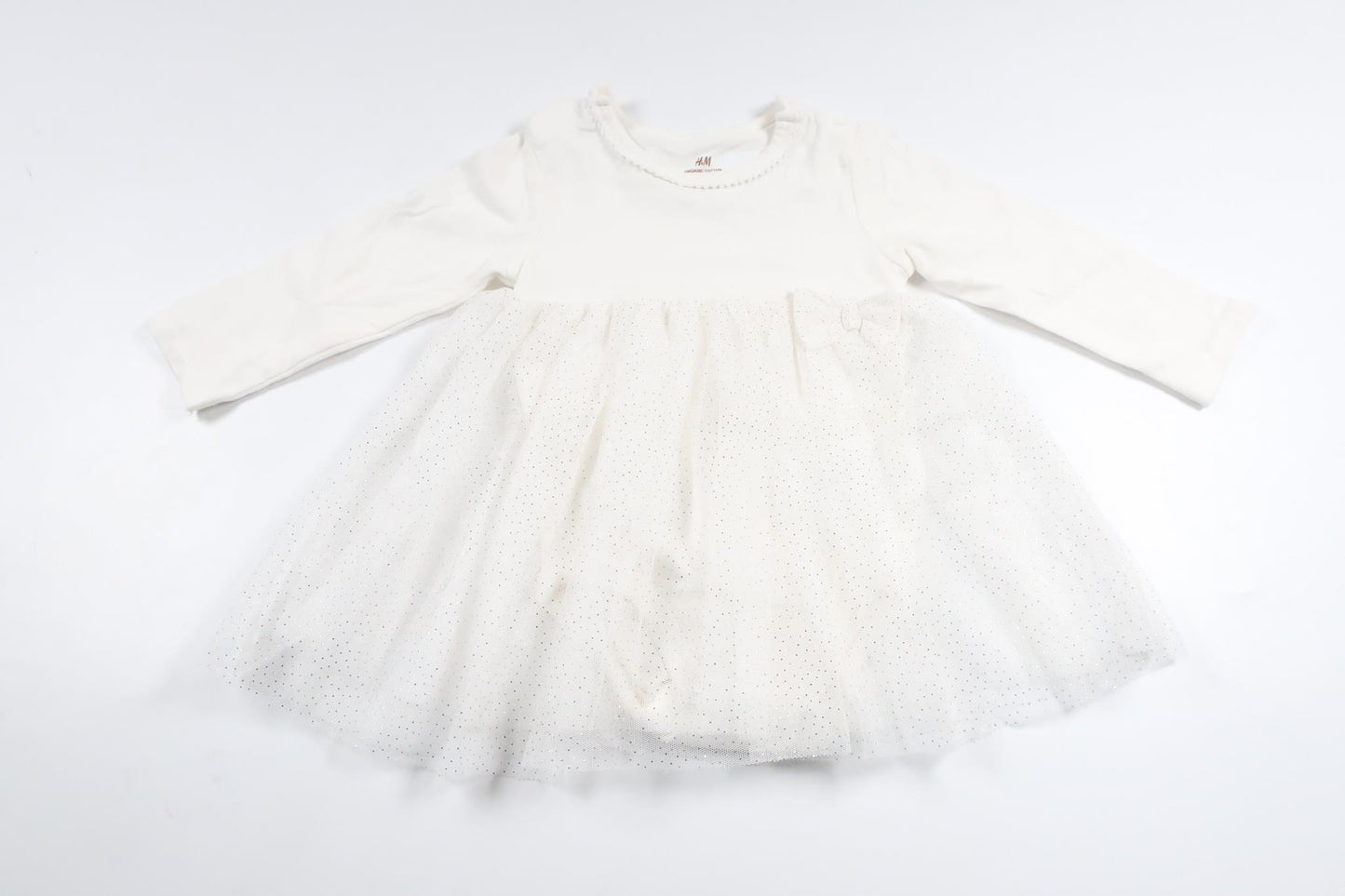 Festkjole med indbygget body fra H&M - Størrelse 68 - Hvid