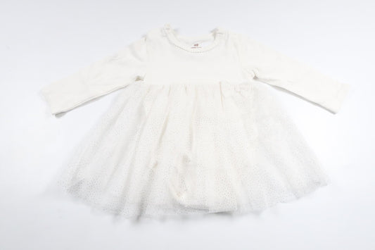 Festkjole med indbygget body fra H&M - Størrelse 68 - Hvid