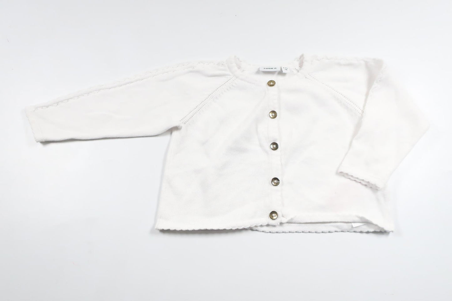 Strikket cardigan fra Name It - Størrelse 74 - Hvid