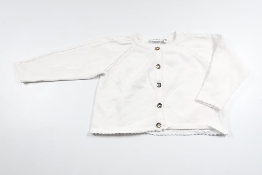 Strikket cardigan fra Name It - Størrelse 74 - Hvid