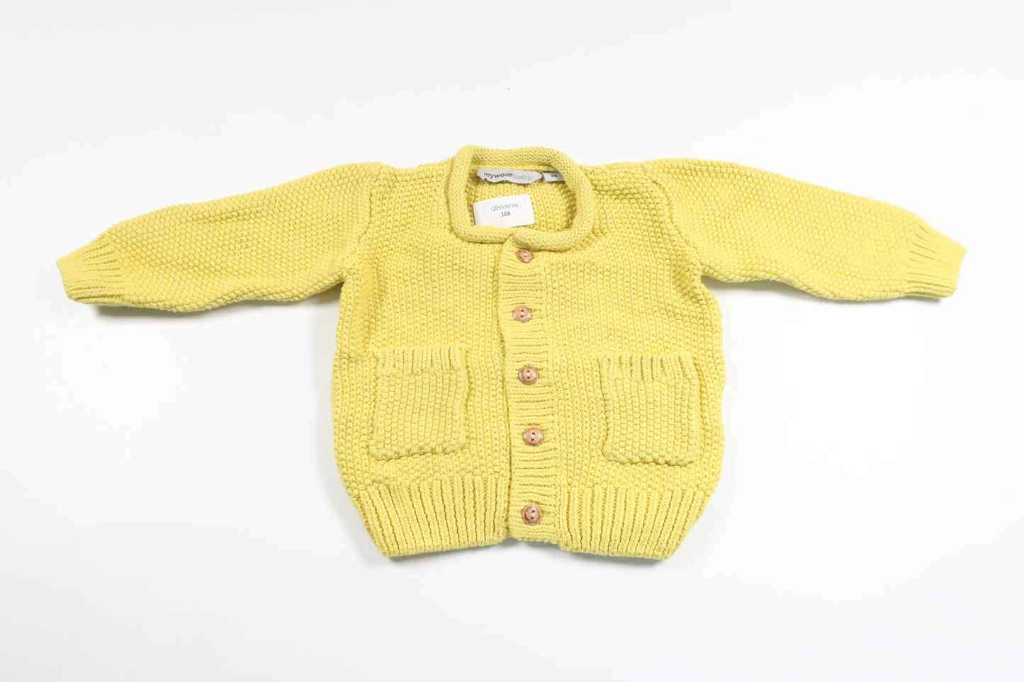 Strikket cardigan fra My Wear Baby - Størrelse 68 - Gul