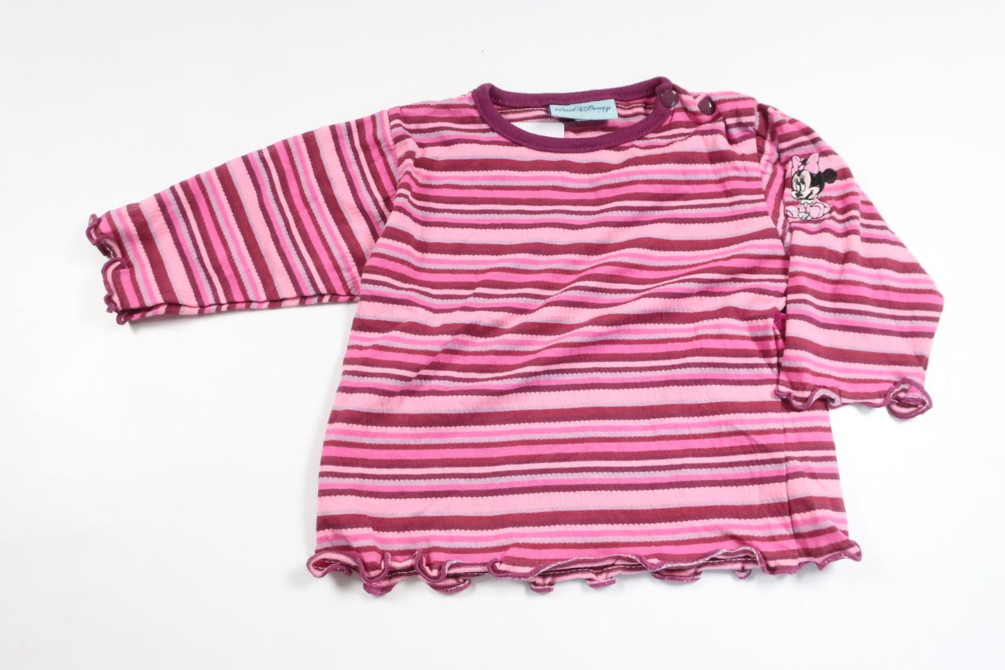 Stribet sweater med Minnie fra Mini Kids - Størrelse 68 - Lyserød