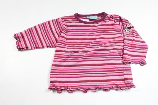 Stribet sweater med Minnie fra Mini Kids - Størrelse 68 - Lyserød