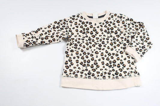 Leopardprintet sweatshirt fra H&M - Størrelse 80 - Off-white