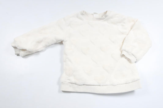Fleecetrøje med hjerter fra H&M - Størrelse 80 - Hvid