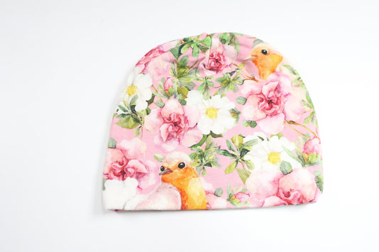 Blomsterhat fra Hemsytt - Størrelse 50/56 - Lyserød