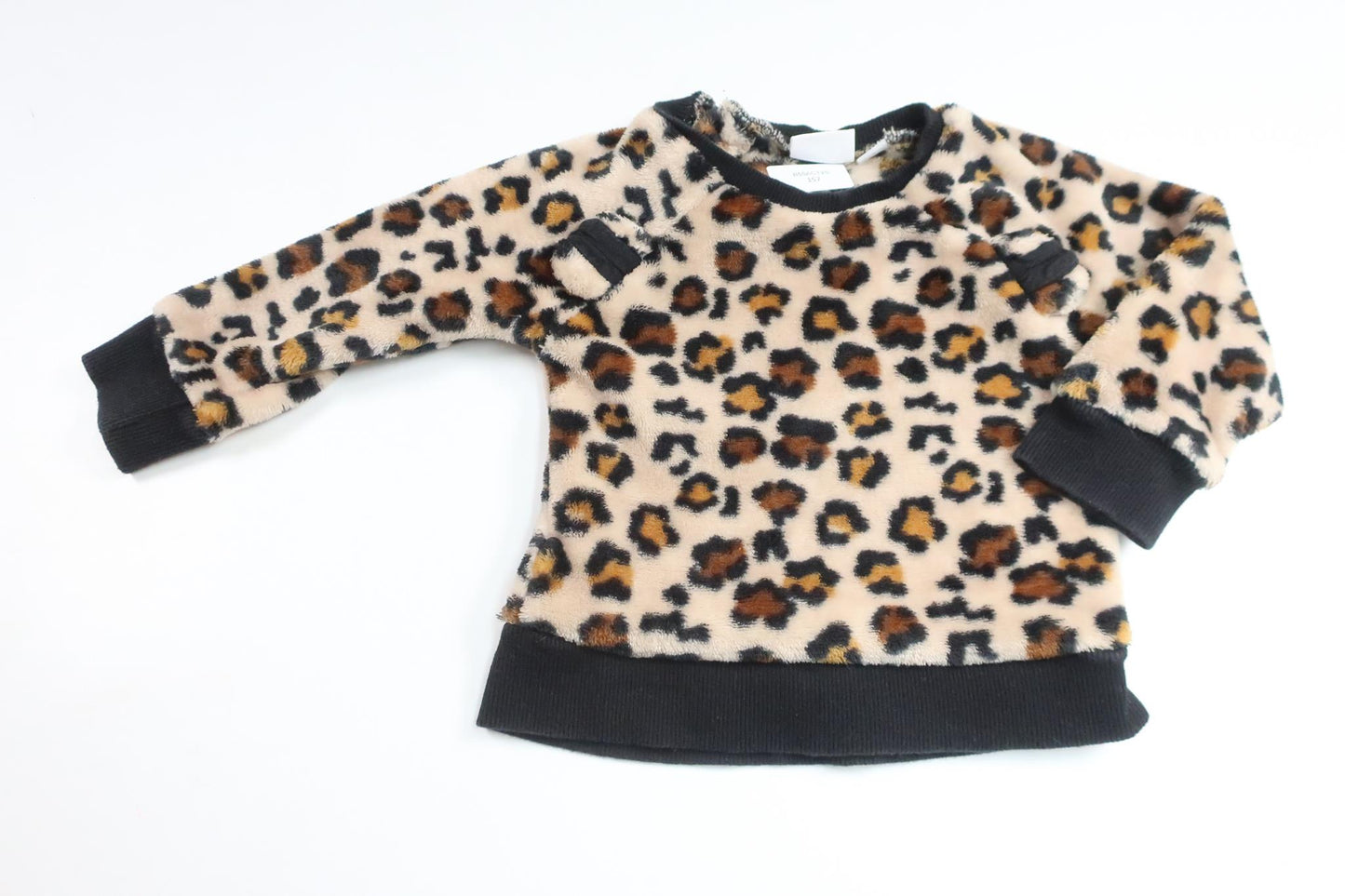 Leopardprintet fleecetrøje fra My Wear Baby - Størrelse 80 - Beige