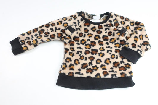 Leopardprintet fleecetrøje fra My Wear Baby - Størrelse 80 - Beige