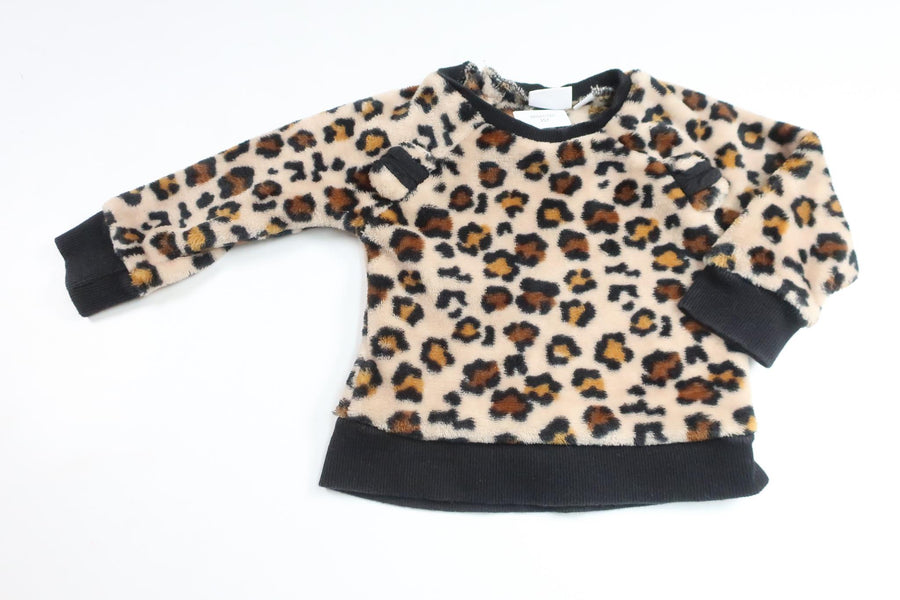 Leopardprintet fleecetrøje fra My Wear Baby - Størrelse 80 - Beige