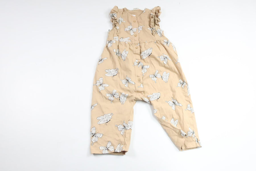 Jumpsuit med sommerfugle fra H&M - Størrelse 80 - Beige