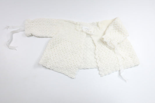 Hjemmestrikket cardigan fra Hemstickat - Størrelse 62/68 - Hvid