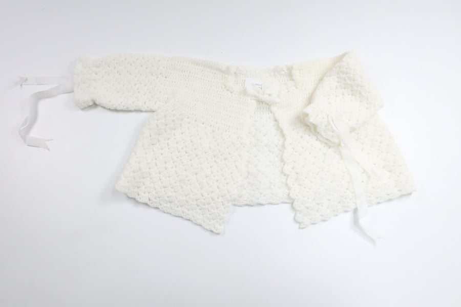 Hjemmestrikket cardigan fra Hemstickat - Størrelse 62/68 - Hvid