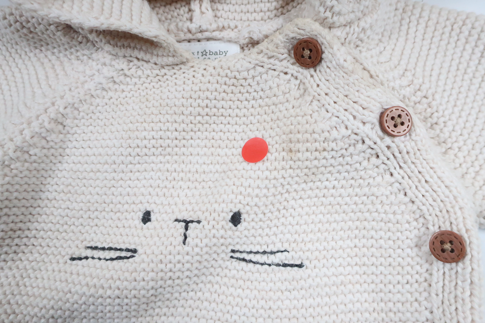 Strikket hættetrøje fra Next - Størrelse 62/68 - Off-white