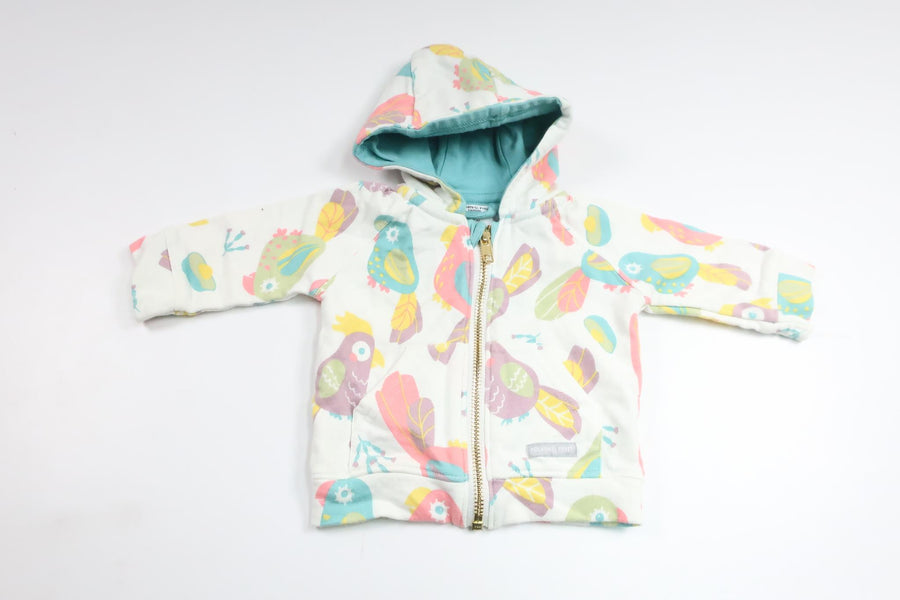 Hættejakke med fugle fra Polarn o. Pyret - Størrelse 56 - Hvid