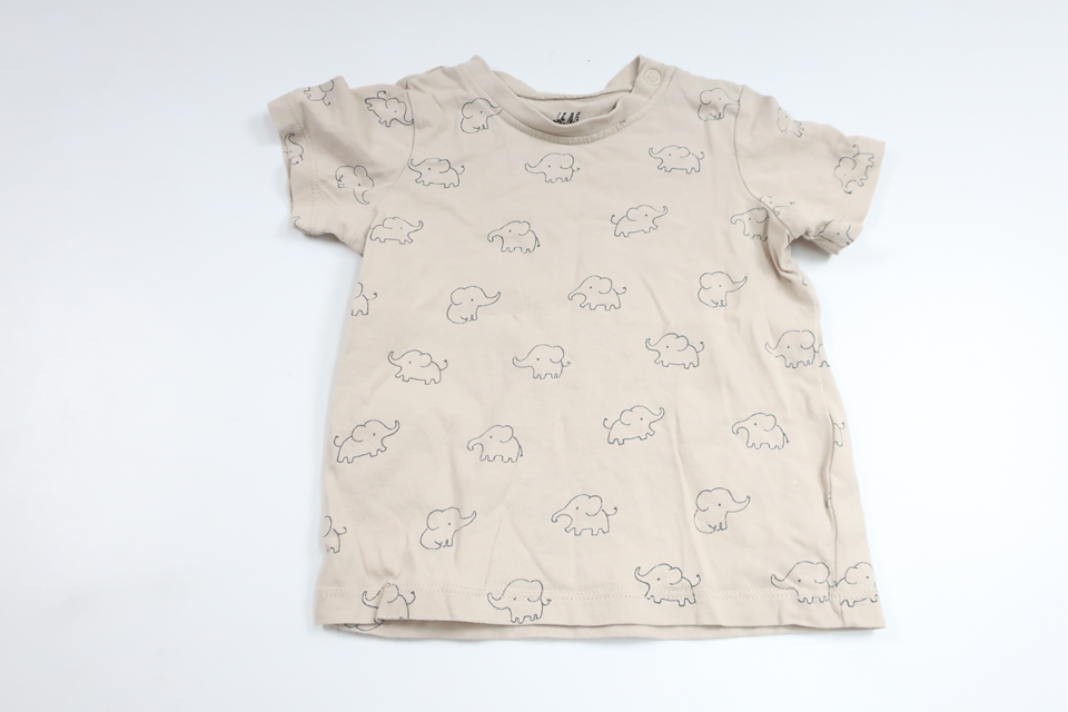 T-shirt med elefanter fra H&M - Størrelse 74 - Off-white