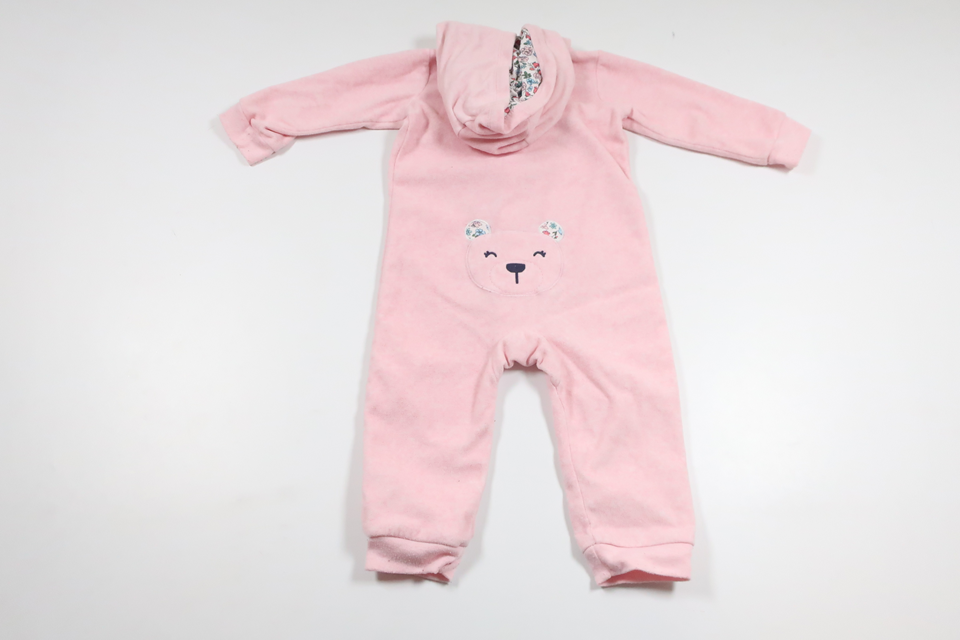 Fleece jumpsuit med bamse fra Carter's - Størrelse 86 - Pink