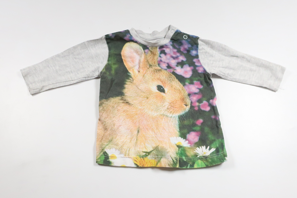 Sweater med kanin fra Pytteliten - Størrelse 68 - Multifarvet