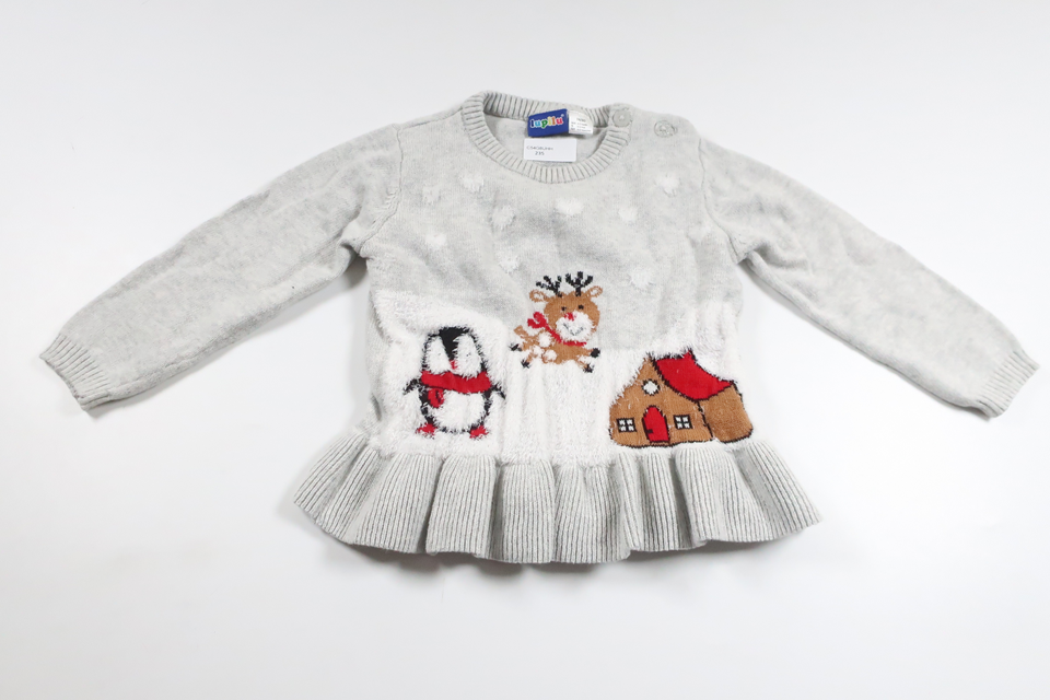 Strikket sweater fra Lupilu - Størrelse 74/80 - Grå