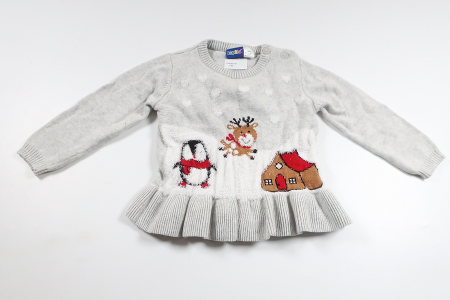Strikket sweater fra Lupilu - Størrelse 74/80 - Grå