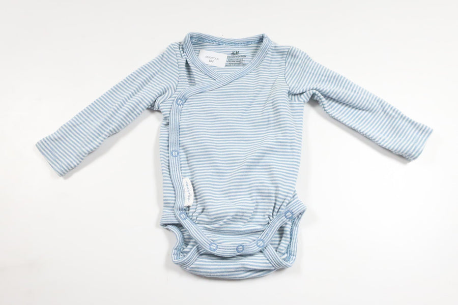 Stribet slå-om-body fra H&M - Størrelse 62 - Blå