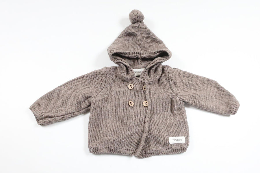 Strikket hættetrøje fra Newbie - Størrelse 50 - Beige