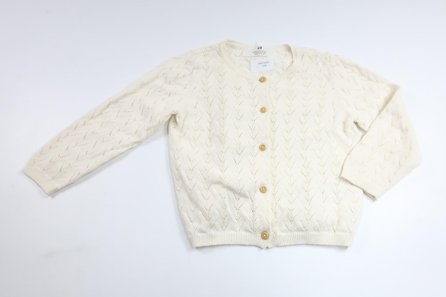 Strikket cardigan fra H&M - Størrelse 92 - Off-white
