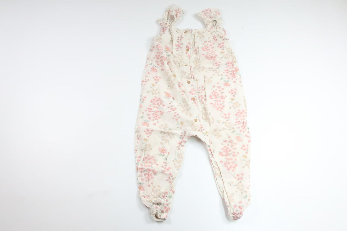 Blomsterjumpsuit fra H&M - Størrelse 92 - Off-white
